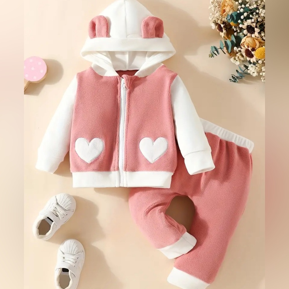 Infant Heart Fleece Set